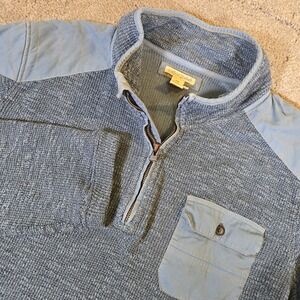 Carbon2Cobalt Sweater Mens 1/4 Zip Large Blue‎ Chest Pocket Pullover Jacket Prep